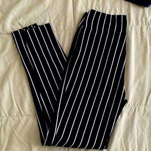 Black & white striped dress pants skinny legged